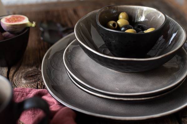 Salatschalen Niara Organic 9-teilig Keramik - Schwarz / Braun