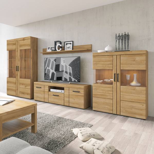 Set di 4 mobili Buscan - Vetrina Effetto rovere