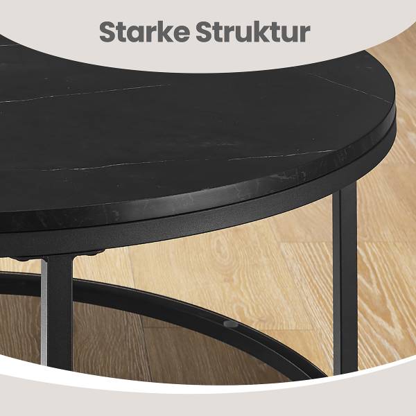 Couchtisch Chongu Marmor Schwarz Dekor - Durchmesser: 80 cm