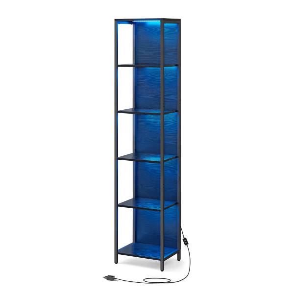 Open kast met verlichting Achwia zwarte eikenhouten look/zwart - Breedte: 40 cm
