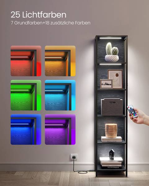 Open kast met verlichting Achwia zwarte eikenhouten look/zwart - Breedte: 40 cm