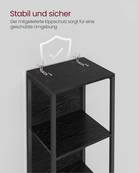 Open kast met verlichting Achwia zwarte eikenhouten look/zwart - Breedte: 40 cm