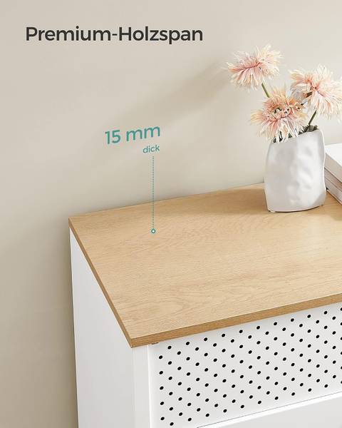 Kommode Serdam - Breite 80 cm Metall - Weiß / Eiche Dekor