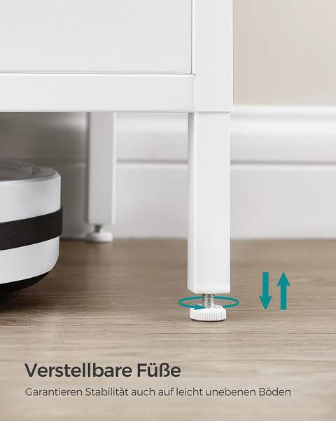 Kommode Serdam - Breite 80 cm Metall - Weiß / Eiche Dekor