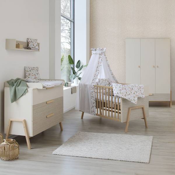 Kleiderschrank Happy Cremeweiß / Buche