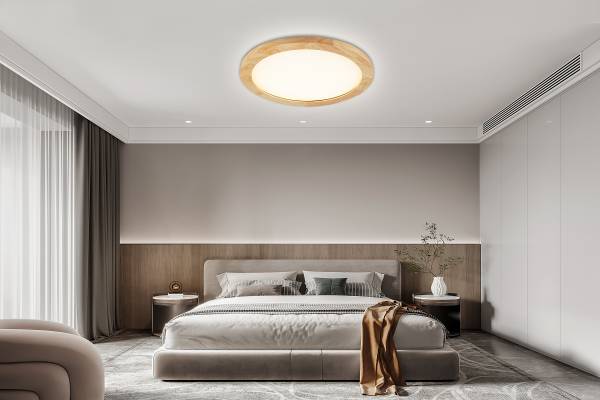 LED-Deckenleuchte Hina Eisen - Weiß / Holzoptik