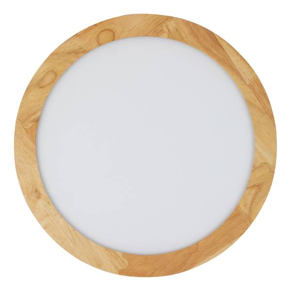 LED-Deckenleuchte Hina Eisen - Weiß / Holzoptik