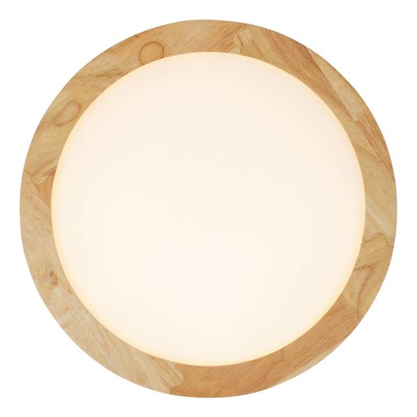 LED-Deckenleuchte Hina Eisen - Weiß / Holzoptik