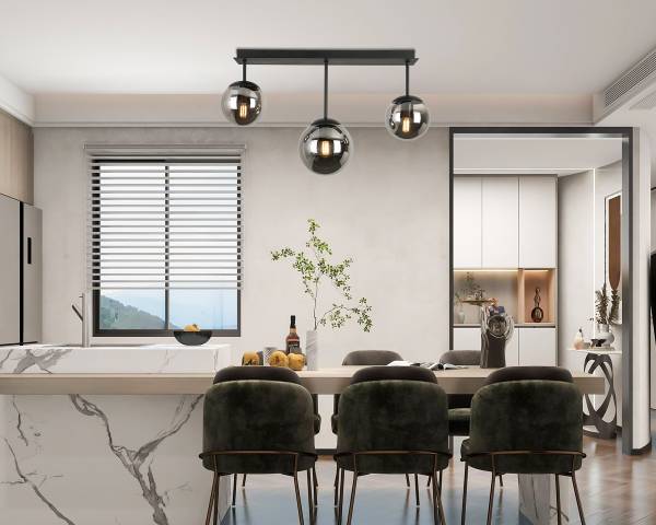 Plafondlamp Vici ijzer/rookglas - zwart