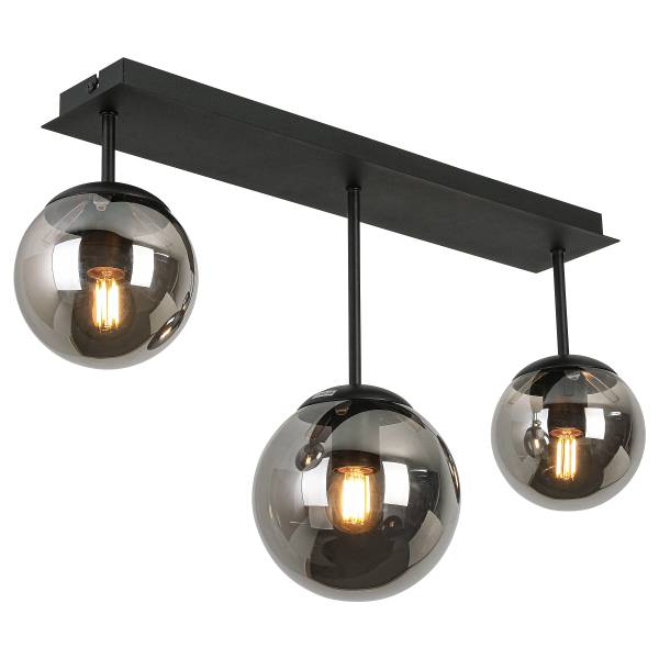 Plafondlamp Vici ijzer/rookglas - zwart