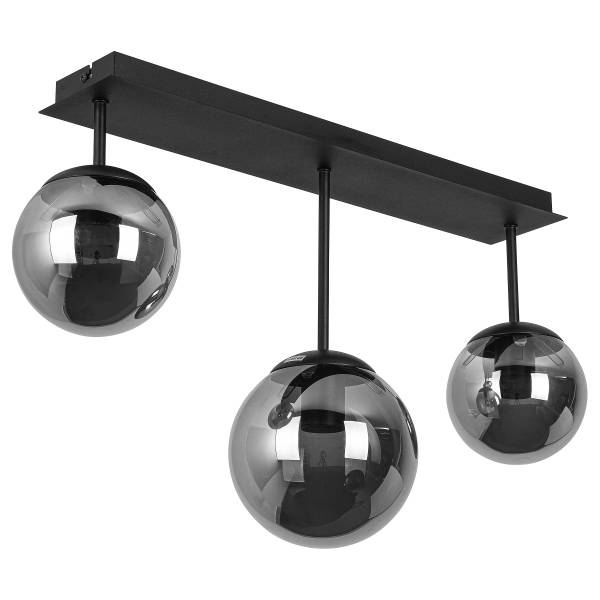 Plafondlamp Vici ijzer/rookglas - zwart