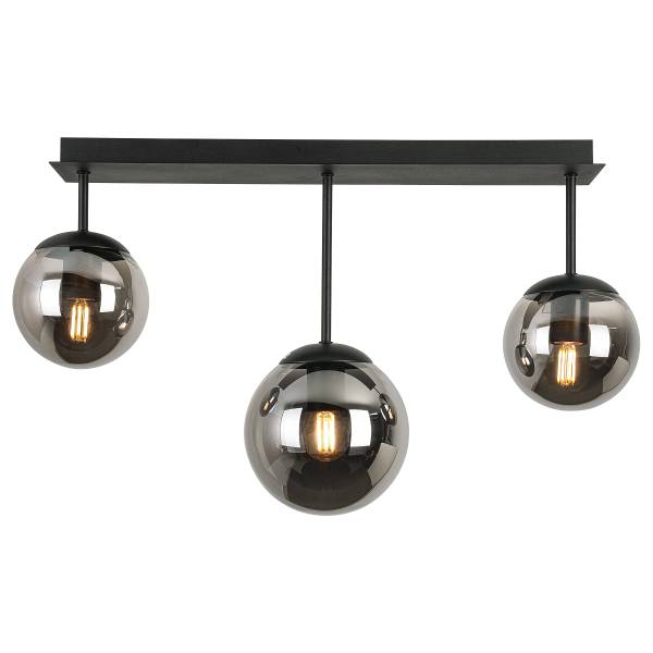 Plafondlamp Vici ijzer/rookglas - zwart
