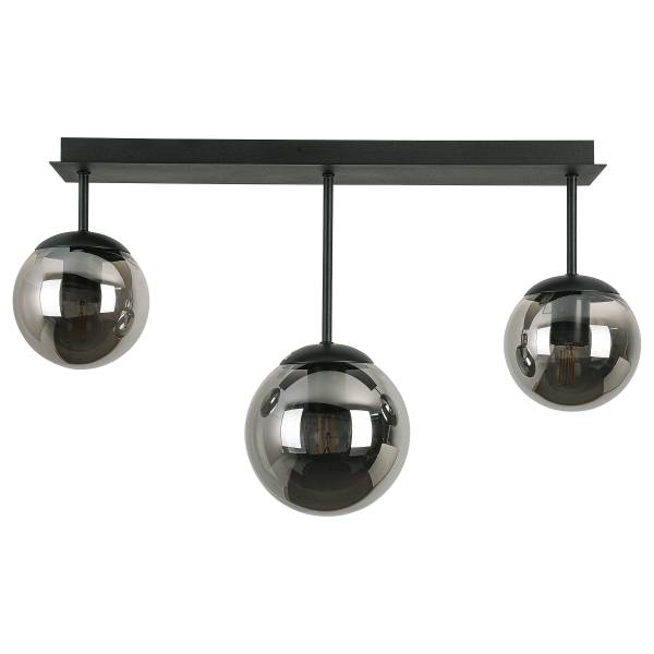 Plafondlamp Vici ijzer/rookglas - zwart