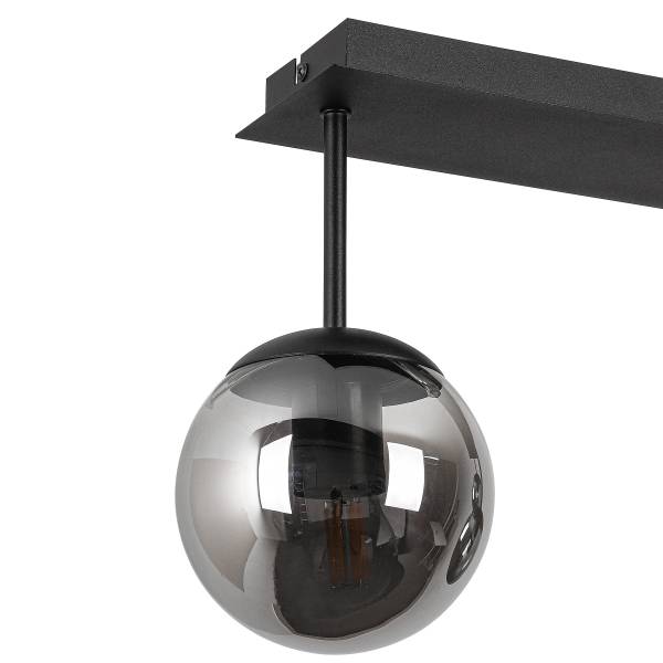 Plafondlamp Vici ijzer/rookglas - zwart