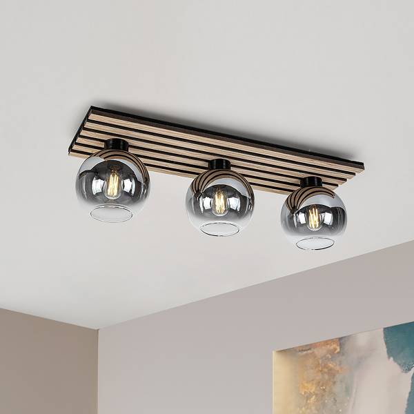 Lampada da soffitto Kentucky Ferro / vetro fumé - Nero