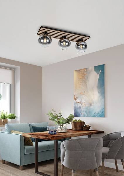 Lampada da soffitto Kentucky Ferro / vetro fumé - Nero