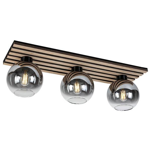 Lampada da soffitto Kentucky Ferro / vetro fumé - Nero