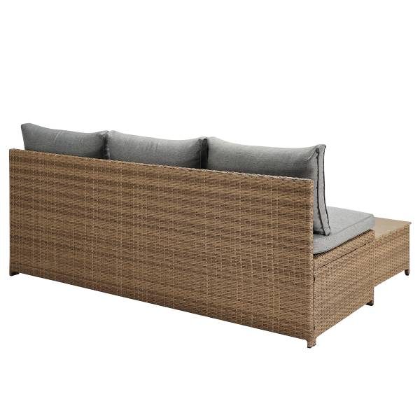 Loungeset Nuvano 3-teilig Polyrattan / Webstoff - Braun / Grau