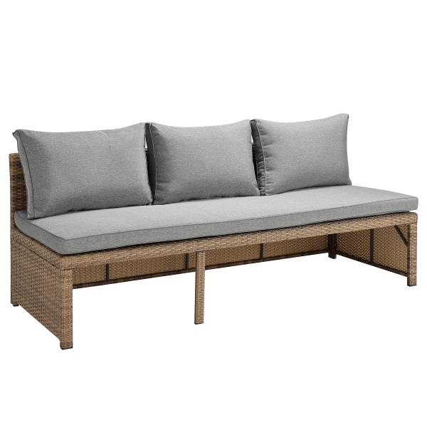 Loungeset Nuvano 3-teilig Polyrattan / Webstoff - Braun / Grau