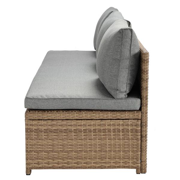 Loungeset Nuvano 3-teilig Polyrattan / Webstoff - Braun / Grau