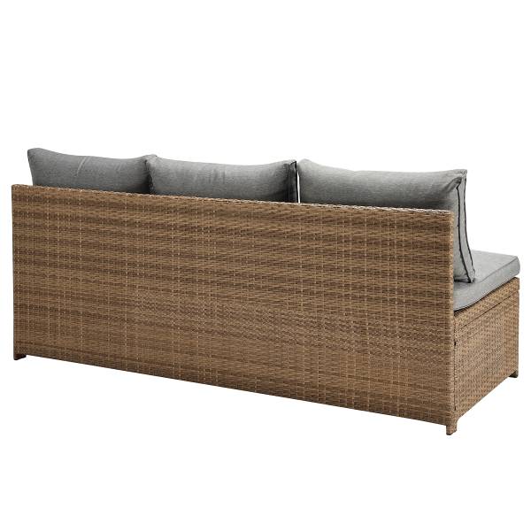 Loungeset Nuvano 3-teilig Polyrattan / Webstoff - Braun / Grau