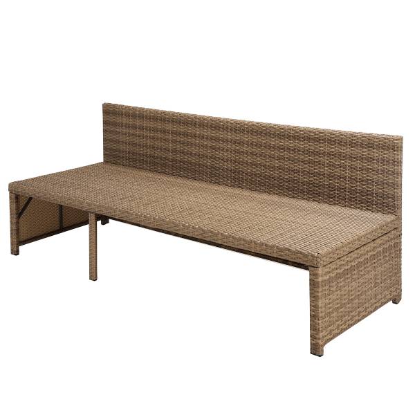 Loungeset Nuvano 3-teilig Polyrattan / Webstoff - Braun / Grau