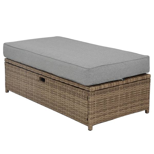 Loungeset Nuvano 3-teilig Polyrattan / Webstoff - Braun / Grau