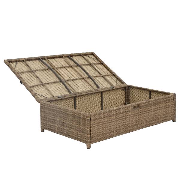 Loungeset Nuvano 3-teilig Polyrattan / Webstoff - Braun / Grau