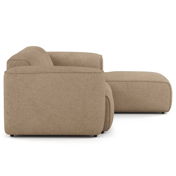 Ecksofa HUDSON 3-Sitzer mit Longchair Bouclé Stoff Helay: Beige - Breite: 251 cm - Longchair davorstehend rechts