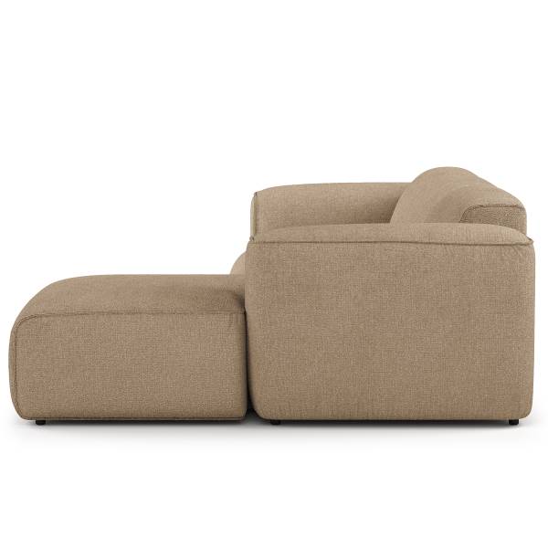 Ecksofa HUDSON 3-Sitzer mit Longchair Bouclé Stoff Helay: Beige - Breite: 251 cm - Longchair davorstehend rechts
