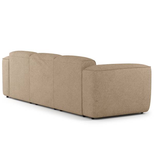 Ecksofa HUDSON 3-Sitzer mit Longchair Bouclé Stoff Helay: Beige - Breite: 251 cm - Longchair davorstehend rechts