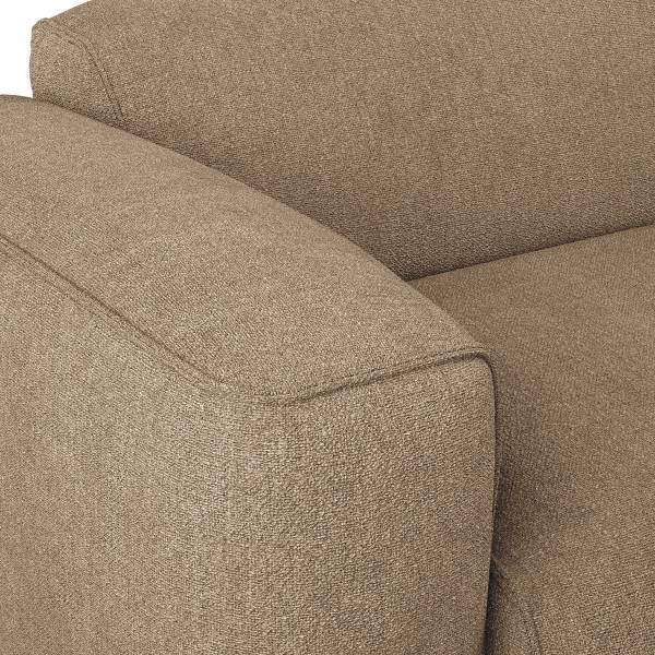Ecksofa HUDSON 3-Sitzer mit Longchair Bouclé Stoff Helay: Beige - Breite: 251 cm - Longchair davorstehend rechts