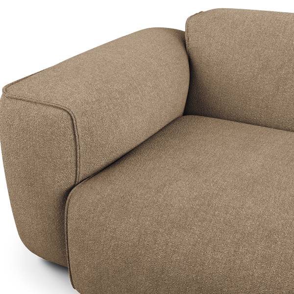 Ecksofa HUDSON 3-Sitzer mit Longchair Bouclé Stoff Helay: Beige - Breite: 251 cm - Longchair davorstehend rechts