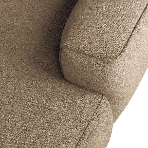 Ecksofa HUDSON 3-Sitzer mit Longchair Bouclé Stoff Helay: Beige - Breite: 251 cm - Longchair davorstehend rechts