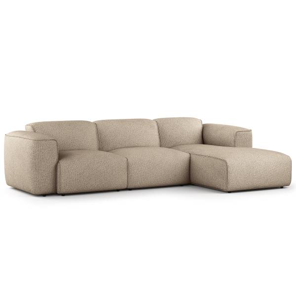 Ecksofa HUDSON 3-Sitzer mit Longchair Webstoff Amaris: Beige - Breite: 284 cm - Longchair davorstehend rechts