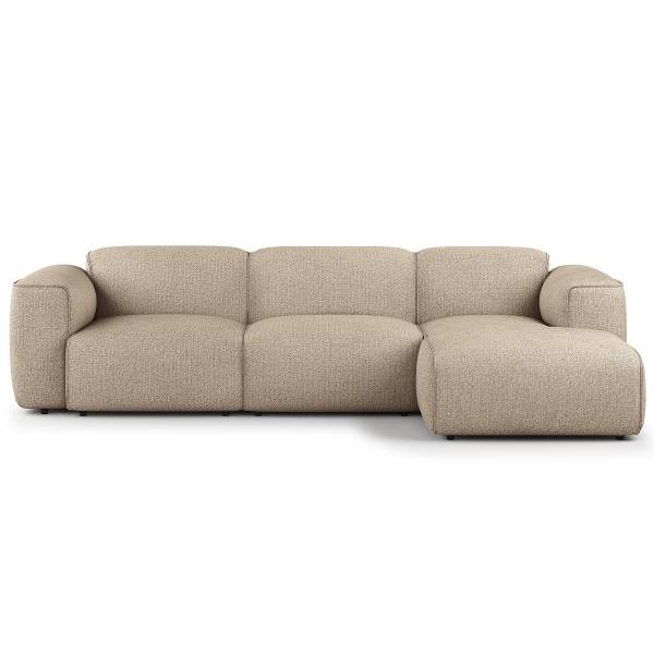 Ecksofa HUDSON 3-Sitzer mit Longchair Webstoff Amaris: Beige - Breite: 284 cm - Longchair davorstehend rechts