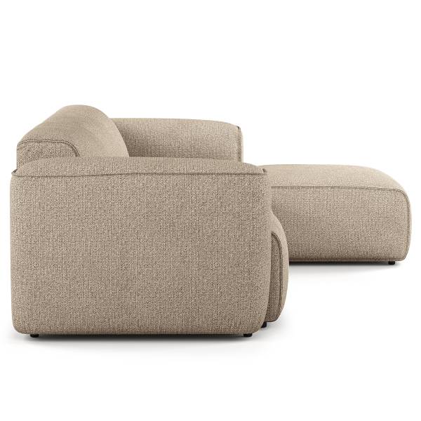 Ecksofa HUDSON 3-Sitzer mit Longchair Webstoff Amaris: Beige - Breite: 284 cm - Longchair davorstehend rechts