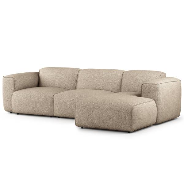 Ecksofa HUDSON 3-Sitzer mit Longchair Webstoff Amaris: Beige - Breite: 284 cm - Longchair davorstehend rechts