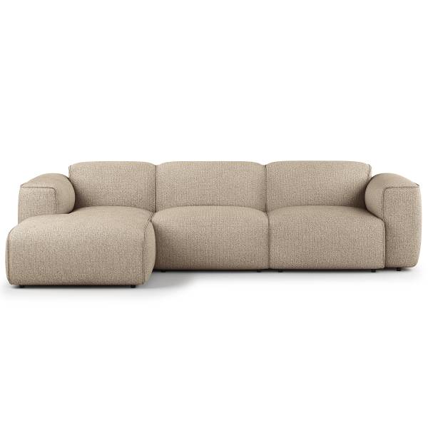 Ecksofa HUDSON 3-Sitzer mit Longchair Webstoff Amaris: Beige - Breite: 284 cm - Longchair davorstehend links