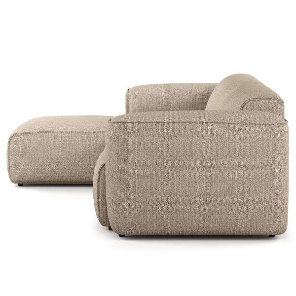 Ecksofa HUDSON 3-Sitzer mit Longchair Webstoff Amaris: Beige - Breite: 284 cm - Longchair davorstehend links
