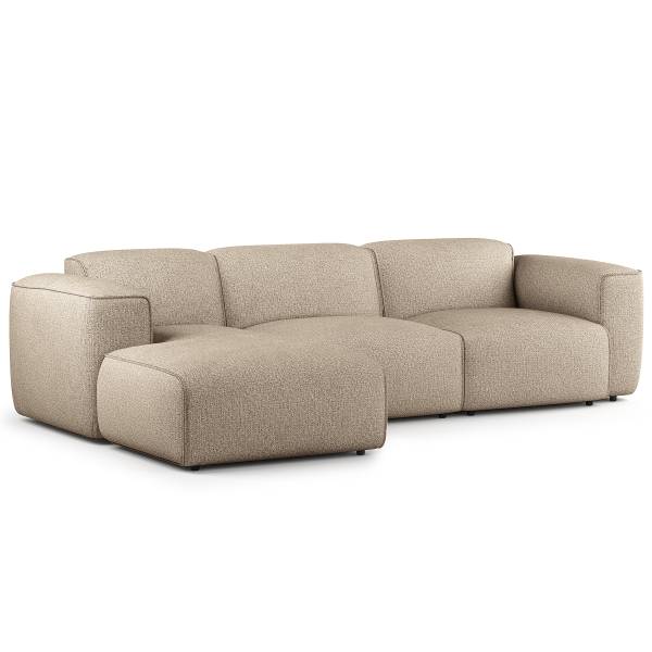 Ecksofa HUDSON 3-Sitzer mit Longchair Webstoff Amaris: Beige - Breite: 284 cm - Longchair davorstehend links