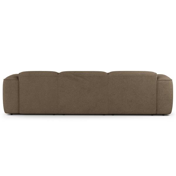 Ecksofa HUDSON 3-Sitzer mit Longchair Bouclé Stoff Helay: Olivbraun - Breite: 284 cm - Longchair davorstehend rechts
