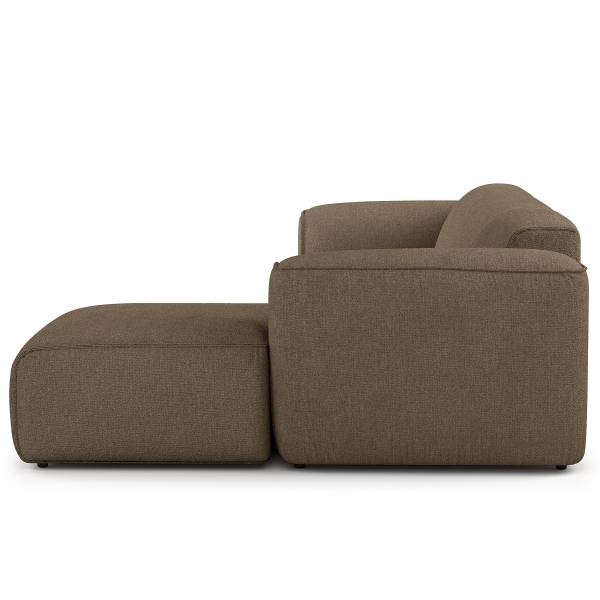 Ecksofa HUDSON 3-Sitzer mit Longchair Bouclé Stoff Helay: Olivbraun - Breite: 284 cm - Longchair davorstehend rechts