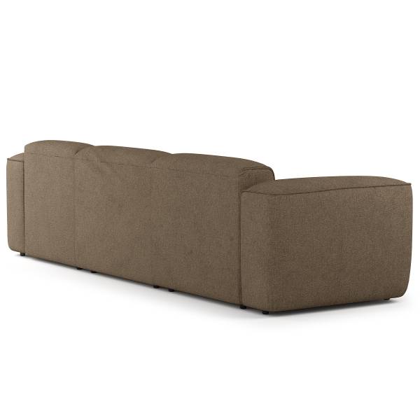 Ecksofa HUDSON 3-Sitzer mit Longchair Bouclé Stoff Helay: Olivbraun - Breite: 284 cm - Longchair davorstehend rechts