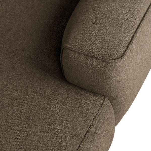 Ecksofa HUDSON 3-Sitzer mit Longchair Bouclé Stoff Helay: Olivbraun - Breite: 284 cm - Longchair davorstehend rechts