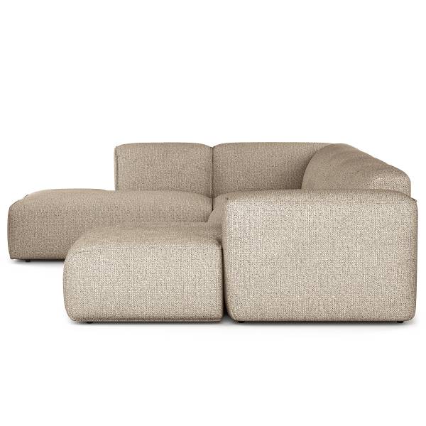 Wohnlandschaft HUDSON Webstoff Amaris: Beige - Longchair davorstehend rechts / Ottomane links
