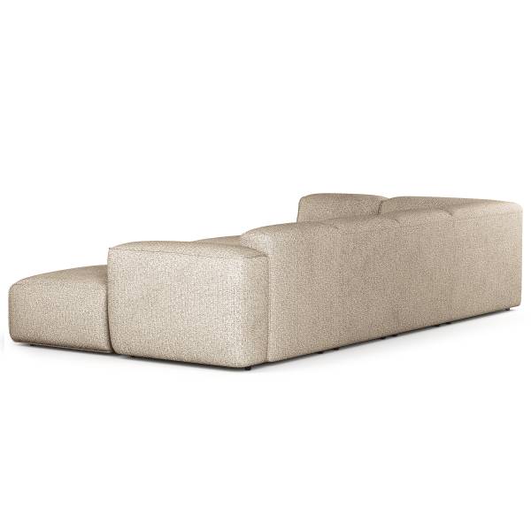 Wohnlandschaft HUDSON Webstoff Amaris: Beige - Longchair davorstehend rechts / Ottomane links