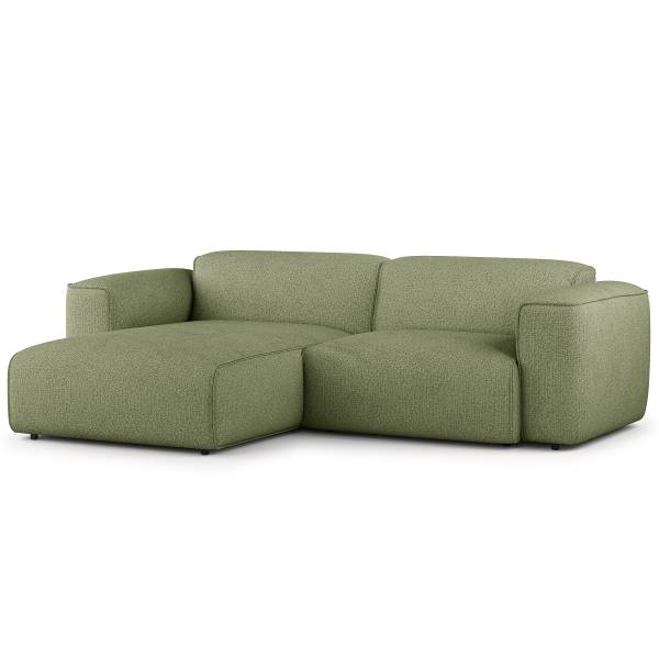 Ecksofa HUDSON 1,5-Sitzer mit Longchair Webstoff Amaris: Grün - Longchair davorstehend links
