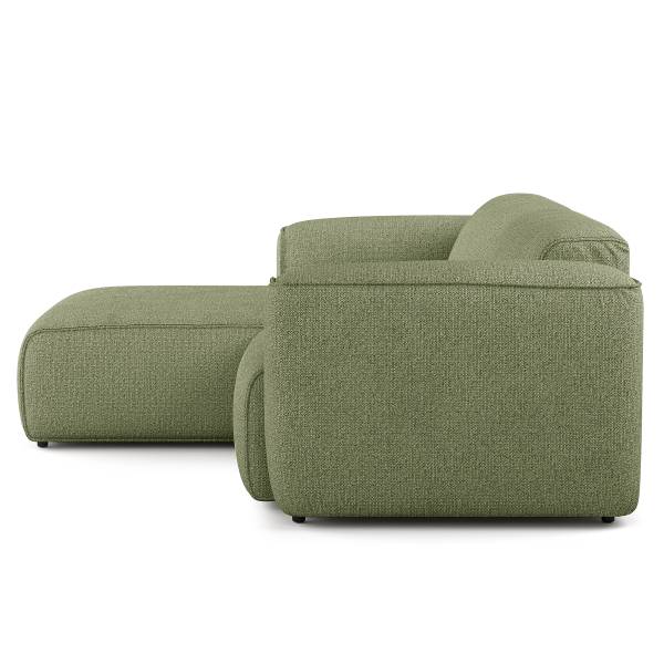 Ecksofa HUDSON 1,5-Sitzer mit Longchair Webstoff Amaris: Grün - Longchair davorstehend links