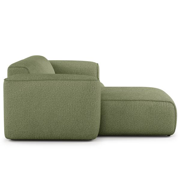 Ecksofa HUDSON 1,5-Sitzer mit Longchair Webstoff Amaris: Grün - Longchair davorstehend links